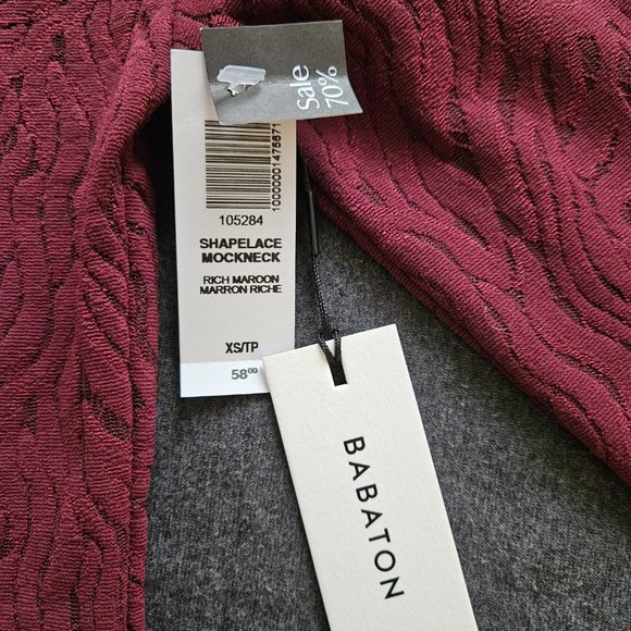 NWT Aritzia Babaton Shapelace Mockneck Maroon - Picture 3 of 3
